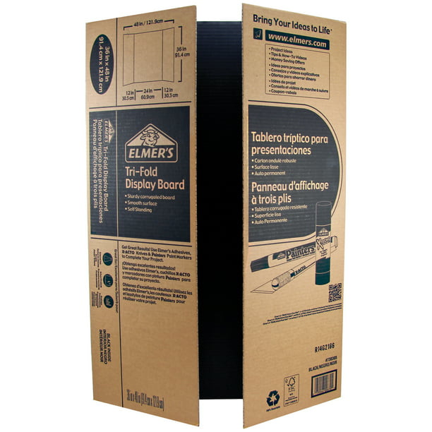 Corrugated Cardboard 36 x 48 inches Black Tri-fold Display Board Pack of 12